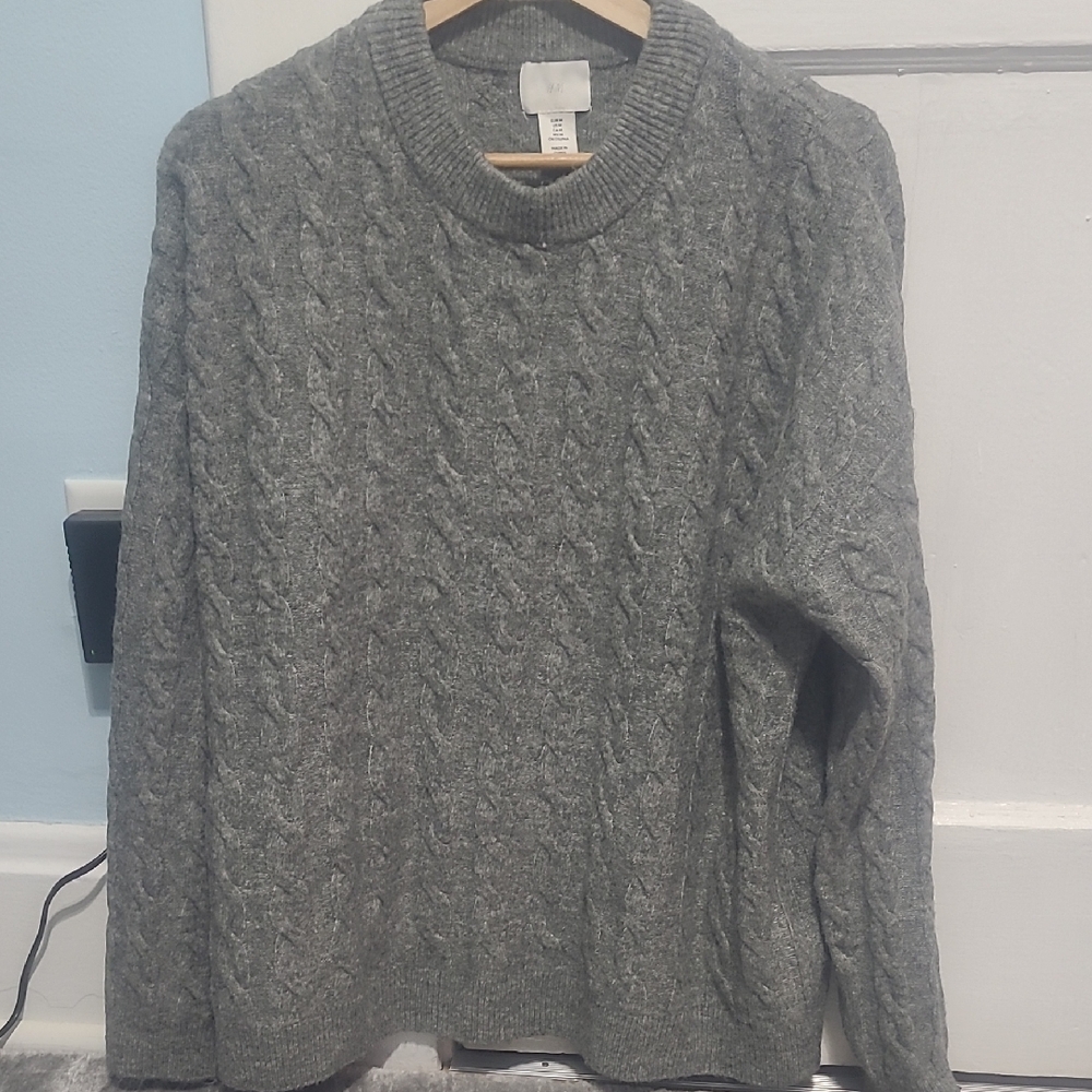 Gray Cable Knit Sweater